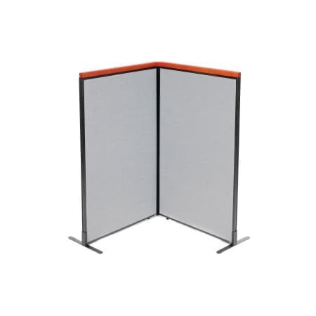 Interion    Deluxe Freestanding 2-Panel Corner Room Divider, 36-1/4W X 61-1/2H Panels, Gray